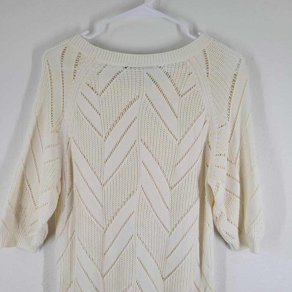 Trina Turk Cottage BOHO Cable Knit Sweater Womens Small Cream Cotton Modal - Picture 4 of 9
